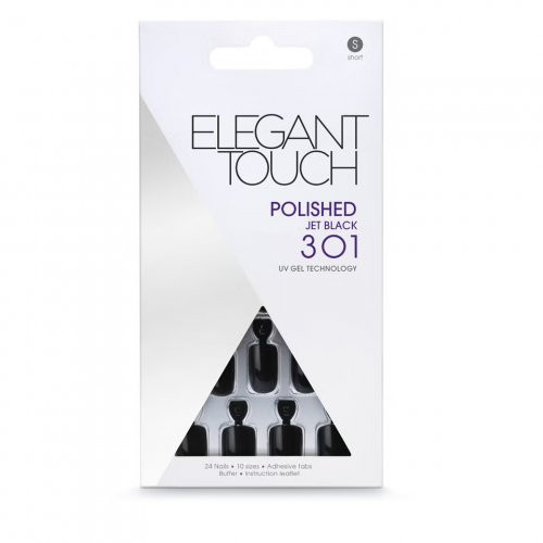 Elegant Touch Black Colour Nails- Square Set