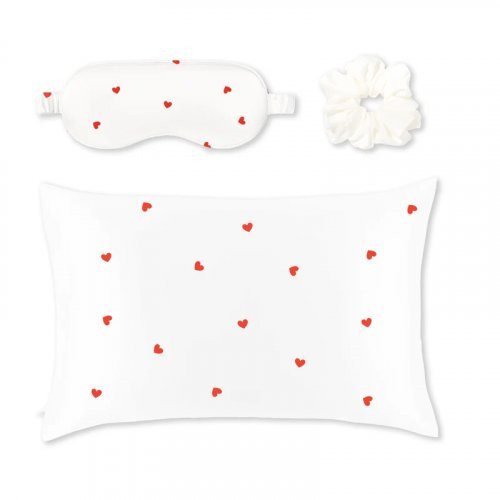 Silver Cloud Heart Print Satin Gift Set With Silver Ions Set