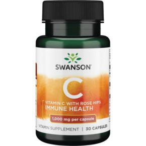 SWANSON Vitamin C with Rose Hips 1000 mg Food Supplement 30 caps.