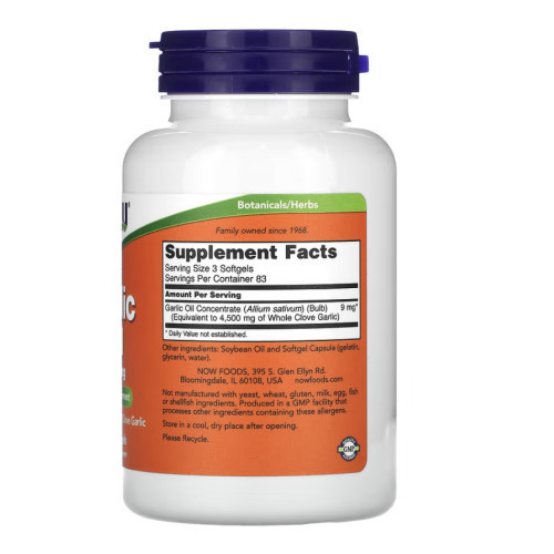 NOW Foods Garlic Oil 1500 mg 250 kapsulių