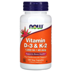 NOW Foods Vitamin D-3 & K-2 120 capsules