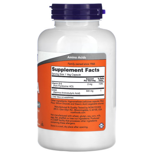 NOW Foods GABA 500mg 100 capsules