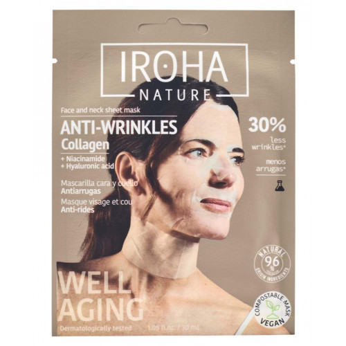 IROHA Cotton Face and Neck Mask with Collagen And Hyaluronic Acid 30ml