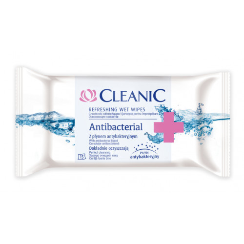 Cleanic Antibacterial Wet Wipes 15pcs