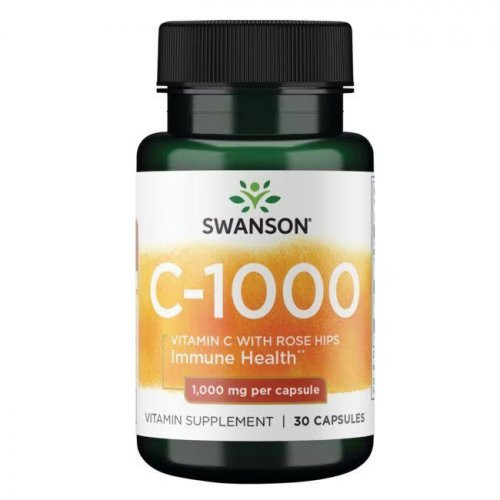 SWANSON Vitamin C with Rose Hips 1000 mg Food Supplement 30 caps.