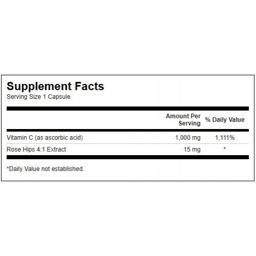 SWANSON Vitamin C with Rose Hips 1000 mg Food Supplement 30 caps.