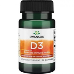 SWANSON High Potency Vitamin D3 1.000 IU (25mcg) Bone and Immune Health 250 kapsulių