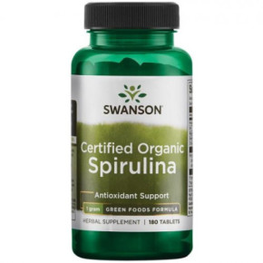 SWANSON Certified Organic Spirulina 500mg Antioxidant Support 180 capsules