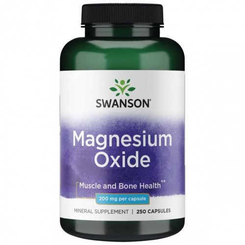 SWANSON Magnesium Oxide 200mg Muscle and Bone Health 250 kapsulių