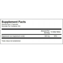 SWANSON Magnesium Oxide 200mg Muscle and Bone Health 250 kapsulių