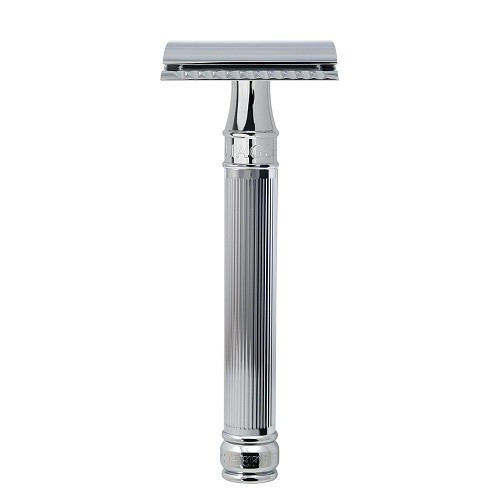 Edwin Jagger Long Chrome Lined DE Safety Razor Chrome