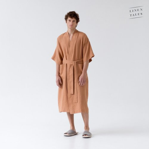 Linen Tales Butterum Linen Summer Bathrobe S-M