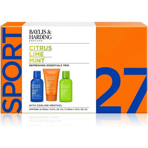 Baylis & Harding Men's Citrus Lime & Mint Refreshing Essentials Trio with Cooling Menthol Gift Set