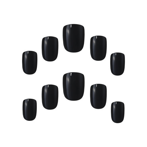 Elegant Touch Black Colour Nails- Square Set