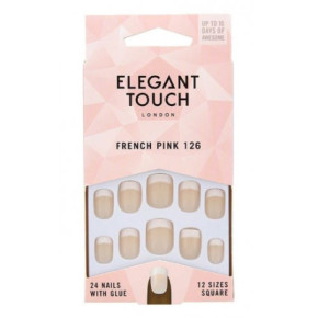 Elegant Touch French Pink 126 Square Nails Set